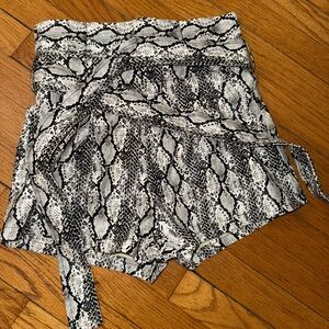Faux leather grey snakeskin shorts